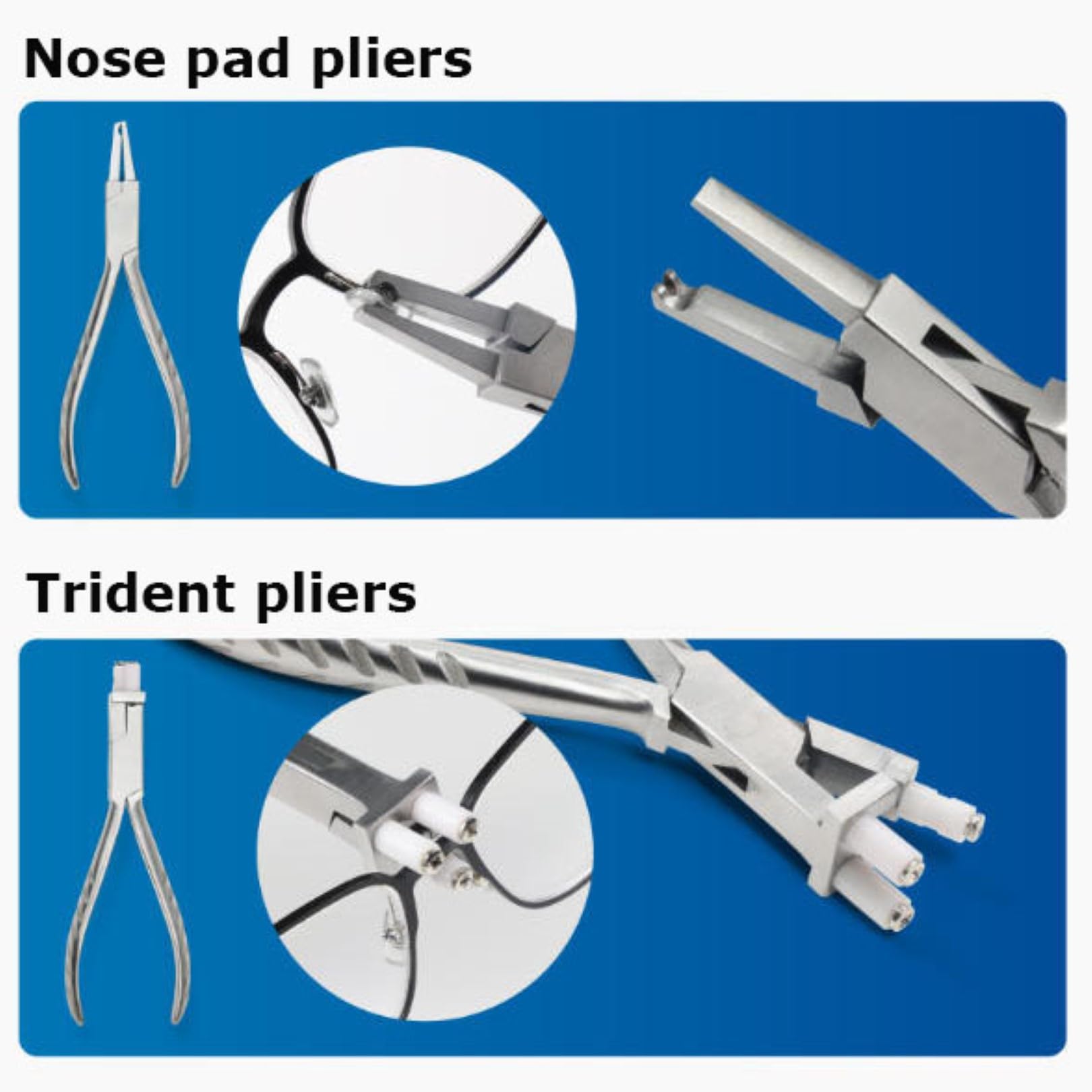 Kit di riparazione per occhiali, 16 utensili in acciaio inox, 8 pinze e 6 cacciaviti, pinzette di precisione e uncinetto per la manutenzione degli occhiali