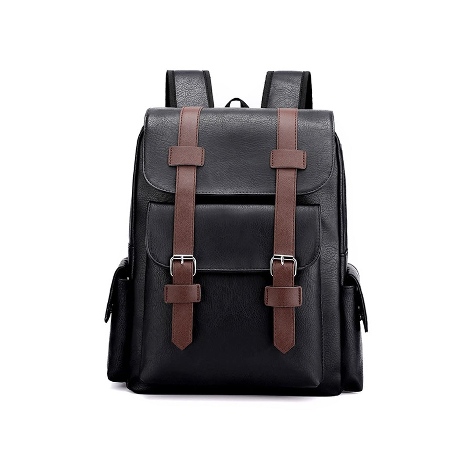 JUENAMDWork backpack for men 1pc Men Backpack PU Leather Bagpack Large Backpacks Male Black Schoolbag For Teenagers Brown Sac