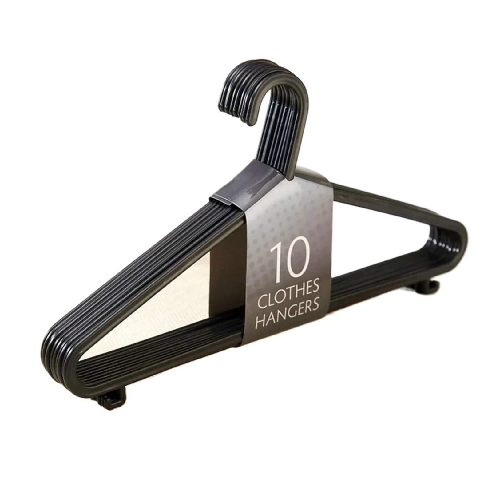 KFGISD, 10PCS Dry Clothes Hanging Rack Black Adult Clothing Hanger Plastic Hangers Household Clothes Dress Organizer ，Hangers