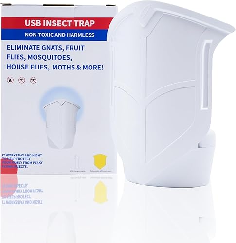 Trampa para moscas de frutas para interiores para el hogar, mata insectos en interiores, trampa voladora con luz nocturna azul atrapador de polillas