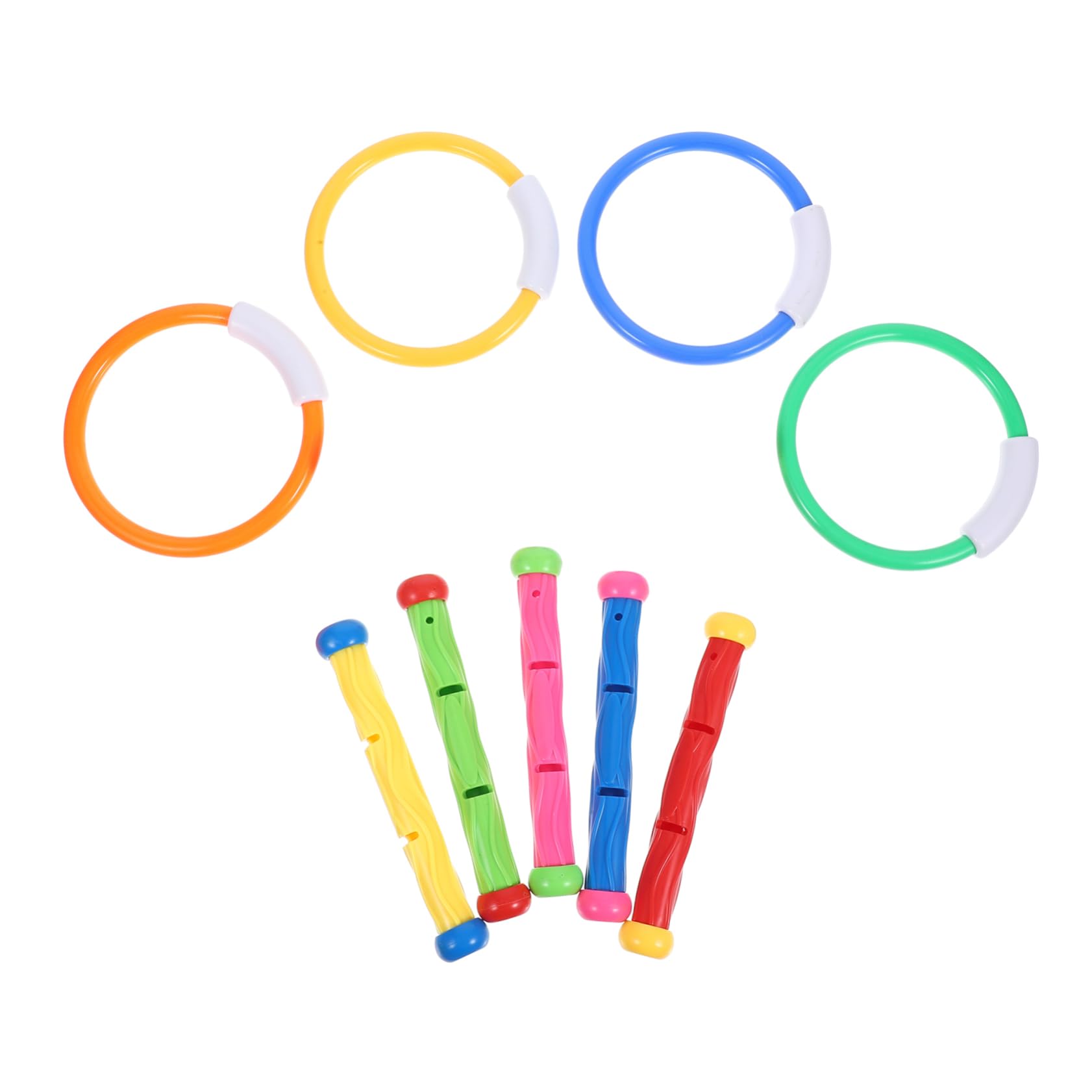 Sosoport 9pcs Underwater Pool Diving for Ages Includes Diving Rings and Sticks Fun Swim for Strengthening Skills and Summer Pool Activities