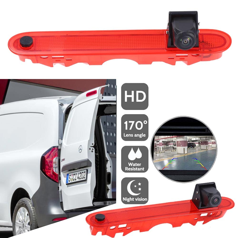 4.3" Pouces HD Rétroviseur Moniteur + HD Vision Nocturne IR Feu de Freinage Caméra de Recul Remplacement pour Renault Kangoo II 2007-2021/Mercedes-Benz Citan Tourer W415 Micro Camper 2012-2021