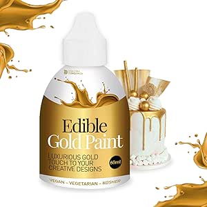 Gold Edible Paint 60 ml - Edible Gold Paint for Cake Decorating – Gold