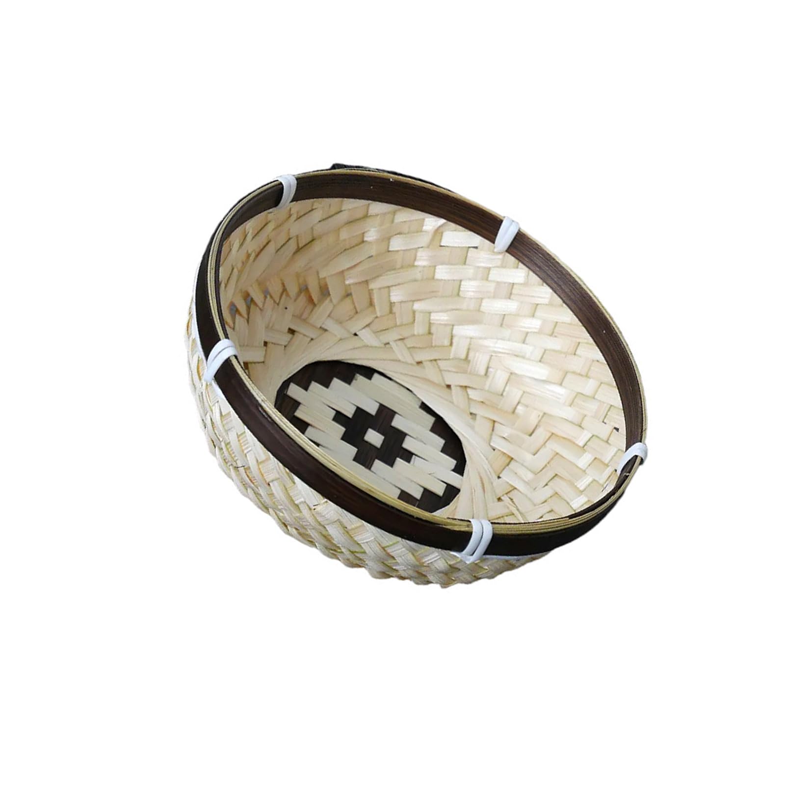 Round Storage Basket with Lid, Hand Woven Bin Decorative Container for Snacks, Towels, Plant, with Lid