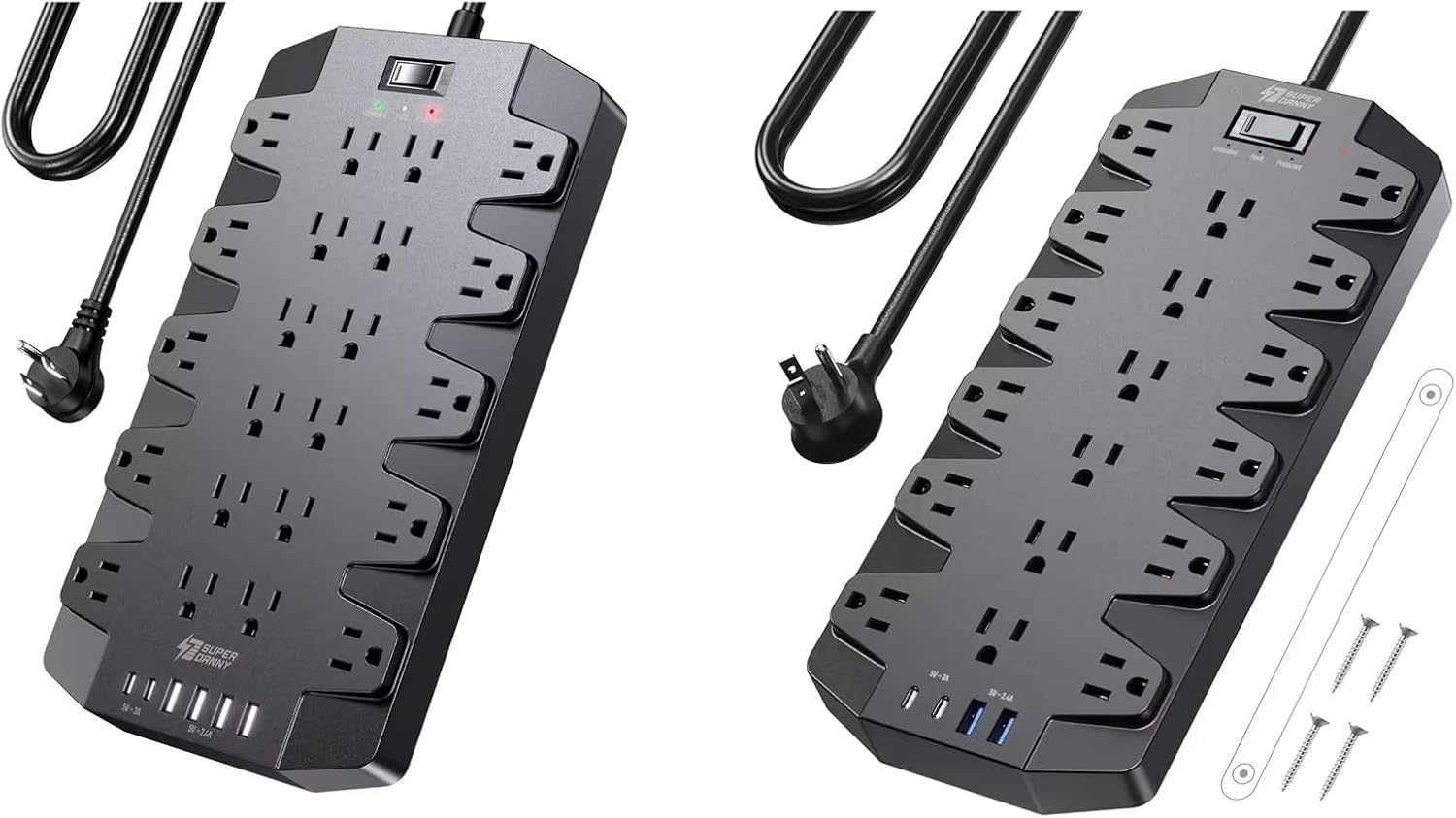 18 AC Outlets Surge Protector Power Strip, 22 Outlets Surge Protector Power Strip, 2100J, 6.5Ft Flat Plug Heavy Duty Extension Cord (1875W/15A), Wall Mountable for Home, Office, Dorm, Gaming Room