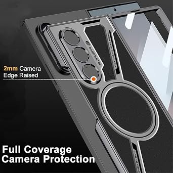 Magnetic for Samsung Galaxy Z Fold 7 5G Leather Case,[Compatible with Wireless Charging] Business Luxury PU Leather Shockproof Protective Slim Phone Cover for Samsung Galaxy Z Fold 7 (Black)