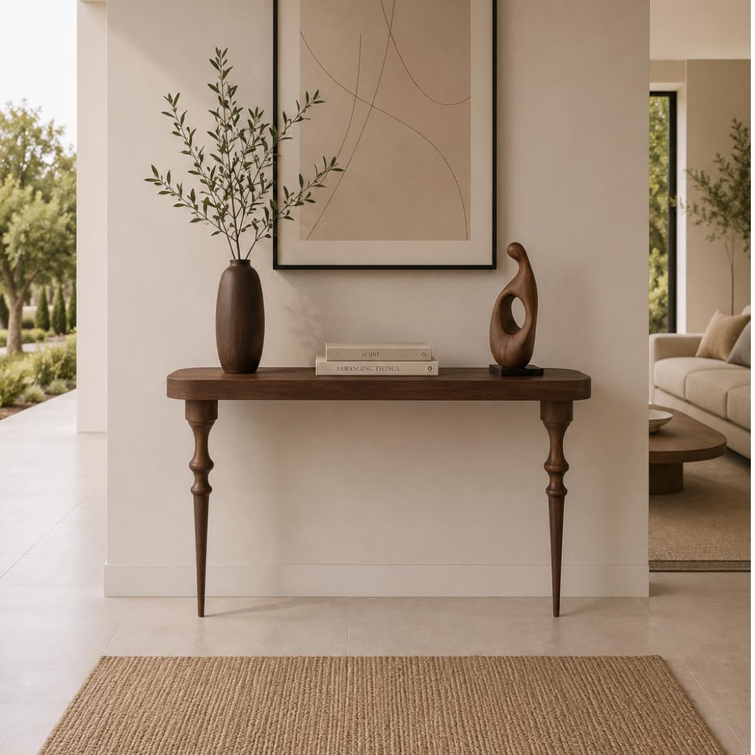 Wooden Expert 100Cm Length Premium Royal Half Moon Console Table with Storage | Narrow Wooden Entryway Accent Table | Solid Semi-Circle Design for Living Room, Hallway, Foyer, Entrance (140x27x80Cm)