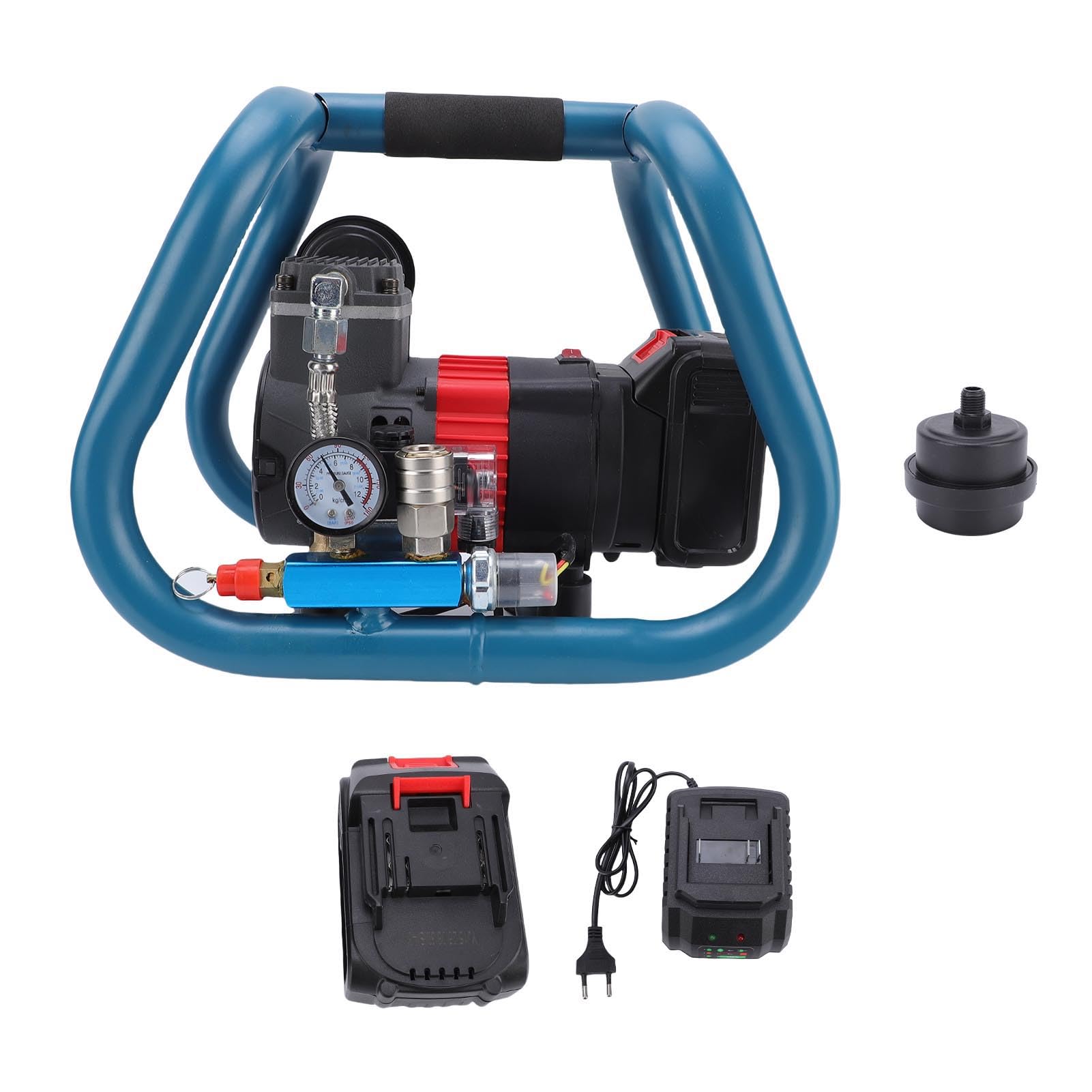Eujgoov Pneumatico per Gomma Portatile Compressore Aria Cordless Pompa Pneumatico Ricaricabile per le Gomme per Pneumatici per Auto Usi Esterno (Spina europea)