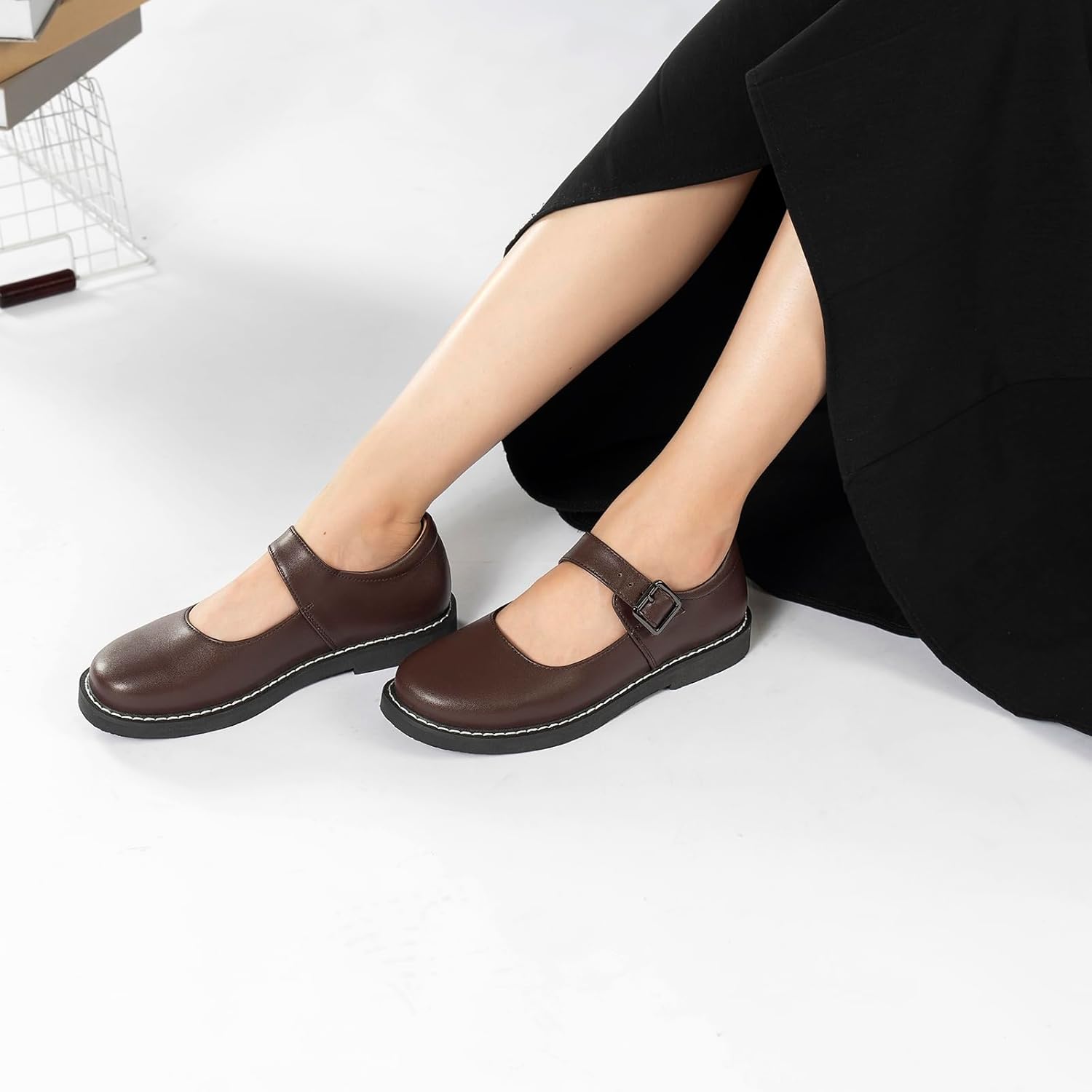 Women's Mary Jane Oxford Shoes Leather Non-Slip Dress Vintage Buckle Design for Casual Formal Work Shoes Girls School Office Comfort Flats. - Image 6