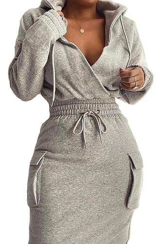 BIRW Hoodie Dress for Women 2026 Slim Casual Long Sleeve