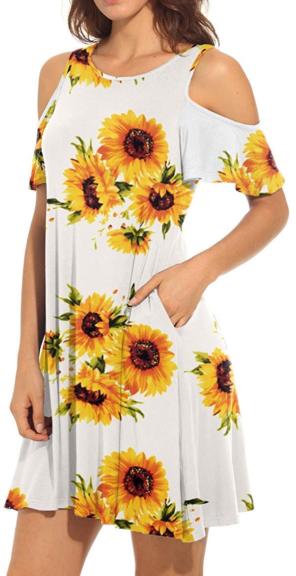 knee length dresses for ladies Summer Cold Shoulder Dress | Long Kaftan main image 1