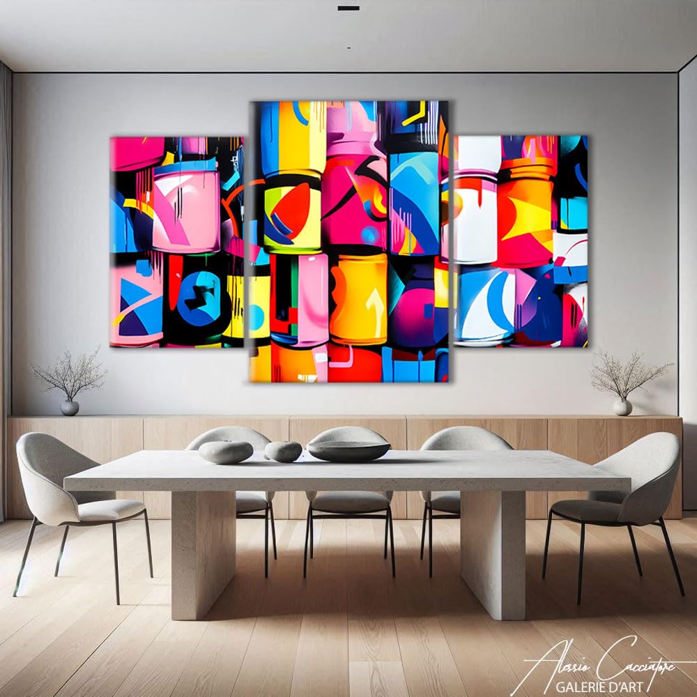 Decorazione da parete per camera da letto adolescente – Quadro Graffiti Street Art – Poster Pop Art Graffiti – Stampa su tela grande formato – Grande quadro salotto – Idea decorativa camera da letto
