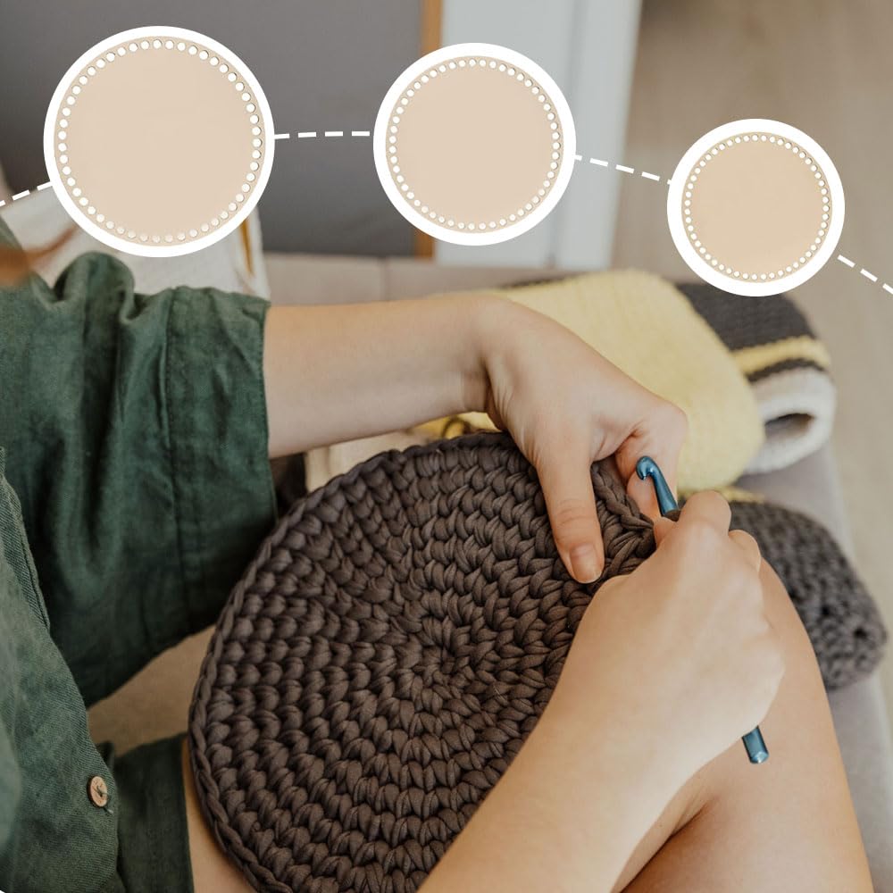 6 Basi Per Cestini All'Uncinetto - Legno Naturale, Forme Rettangolari E Rotonde, Per Fai Da Te - Foto 10