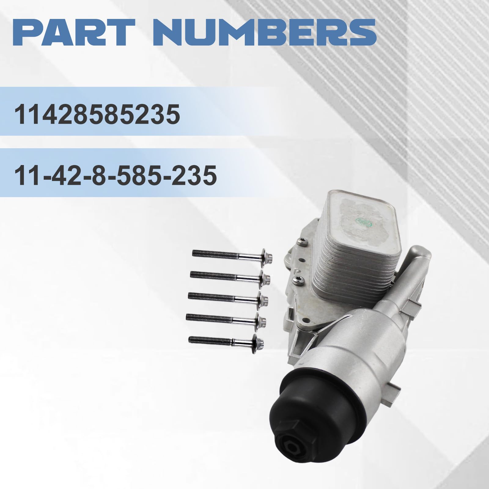 cycwer Aluminum Oil Cooler Filter Housing Assembly 11428585235 11-42-8-585-235 Fits for 2014-2019 Cooper i8 X1 X2 1.5L 2.0L Oil Cooler Filter Housing Assembly