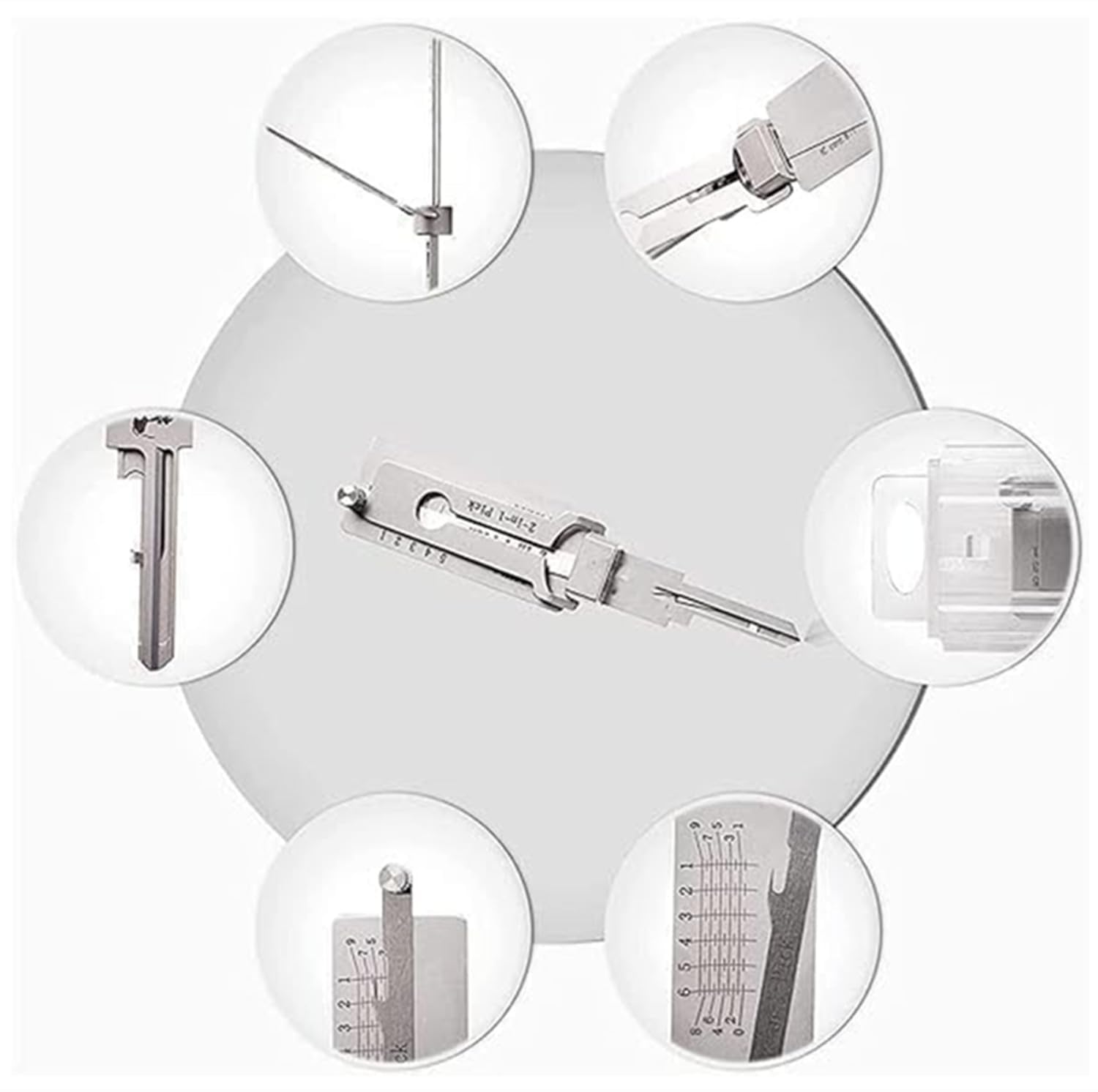 SS001 Pro Lock Pick Tool,2 in 1 Kit di picking serratura & Master Key Decoder,Serrature pratiche per lockpicking,LockPicks in acciaio inox per principianti,Lockpicking Set per serrature auto e Groove