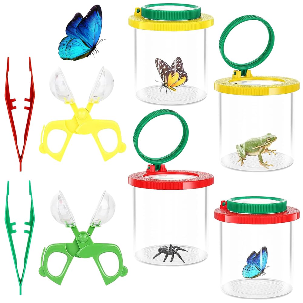 Boite A Insecte Amazon Kit Exploration Insectes Pour Enfants - 4 Loupes Avec Pince à Épiler | Boîte D'Observation Nature Et Science Outil Observation Insectes