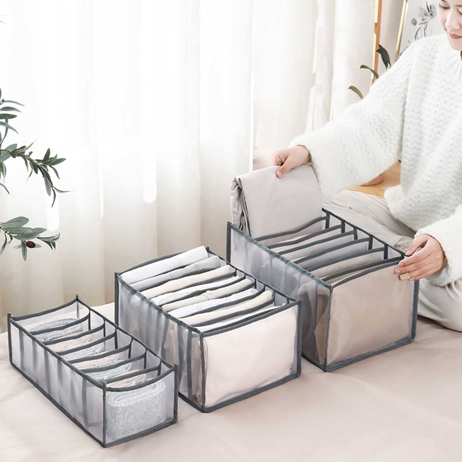 Organizador de Ropa de Closet de 8 Piezas, Organizador de Compartimiento de Jeans, Organizador de cajón Plegable for Camisas, Camisetas, Almacenamiento de Pantalones (Grande/pequeño)