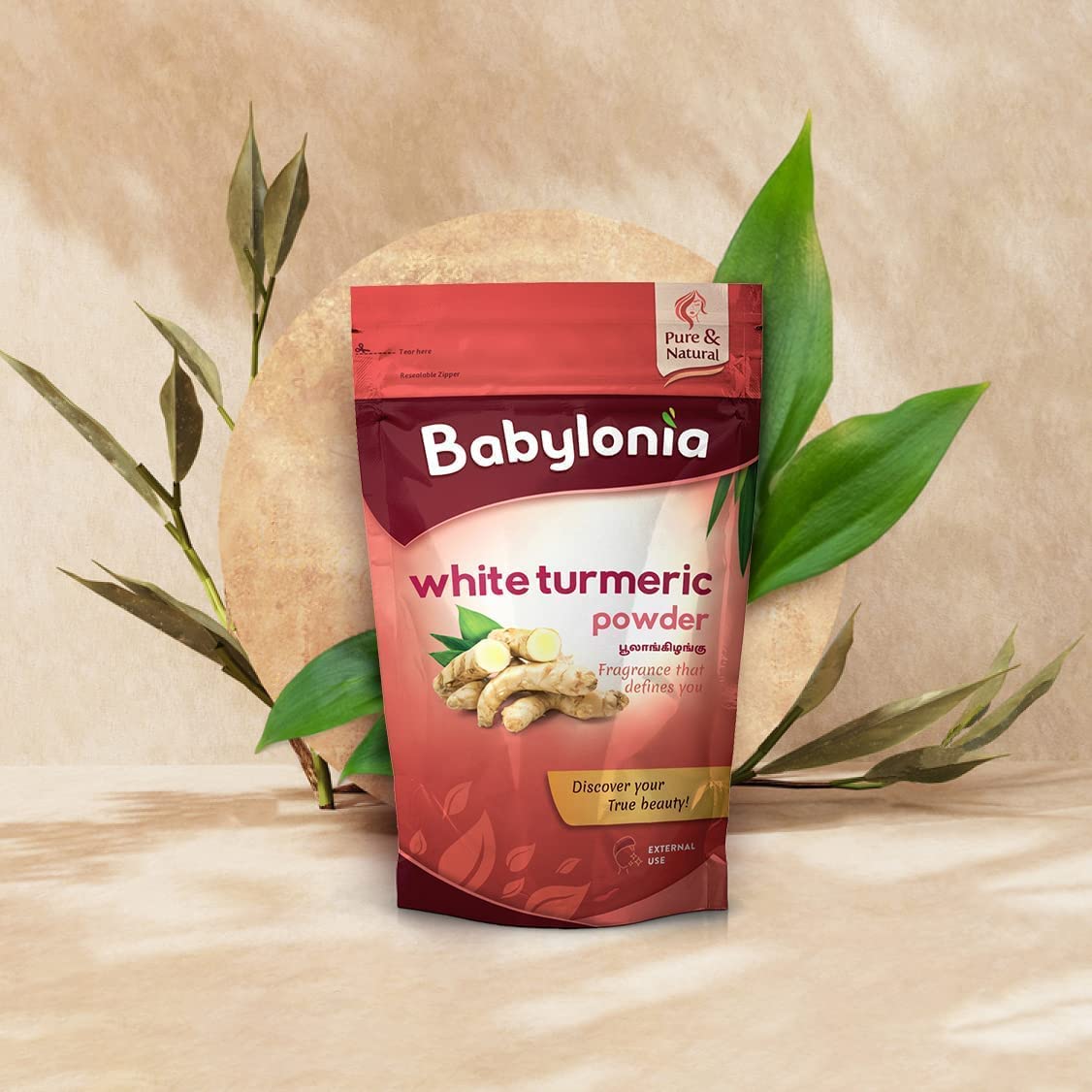 QURA Babylonia Cúrcuma Blanca | Kichili Kilangu | Polvo Poolankilangu para el cuidado de la piel, 100 g