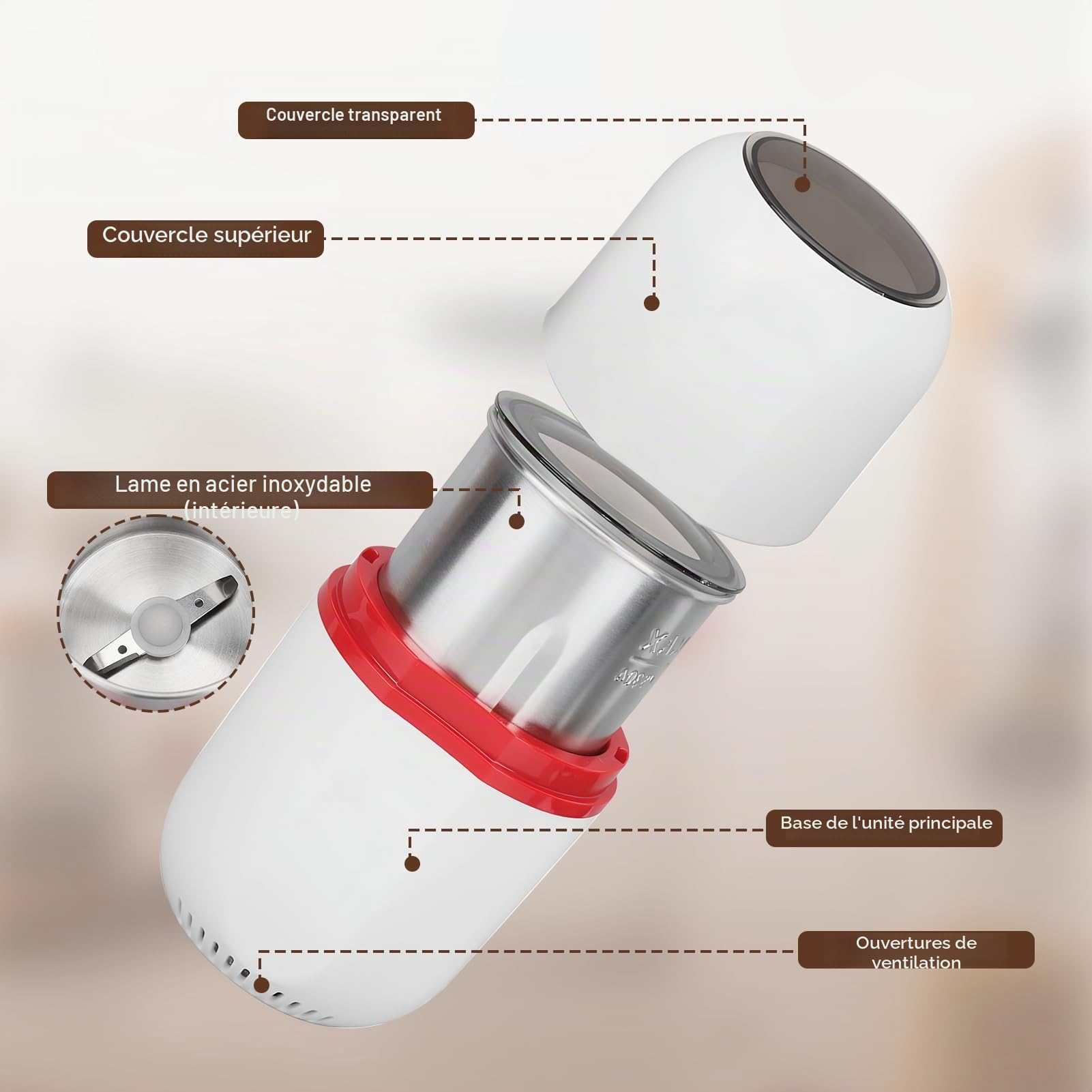 Broyeur électrique, Pulvérisateur De Pilules électrique, Petite Poudre Fine En Acier Inoxydable, Pulvérisateur électronique à Usage Domestique Blanc(UE)