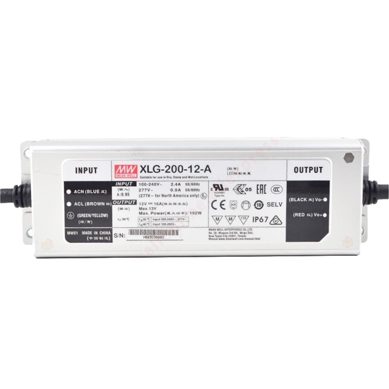 FCARUMIQP XLG-200-12/24-A/AB IP67 ， XLG-200-H/L-A/AB 200W Constant Power LED Driver(Xlg-200-l-ab-200w)