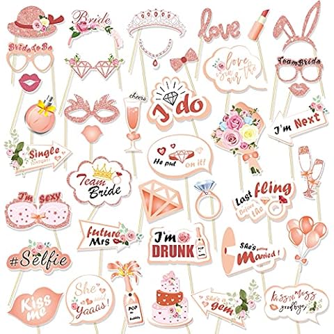 HOWAF 40pcs Rose Gold Hen Party Props Cover