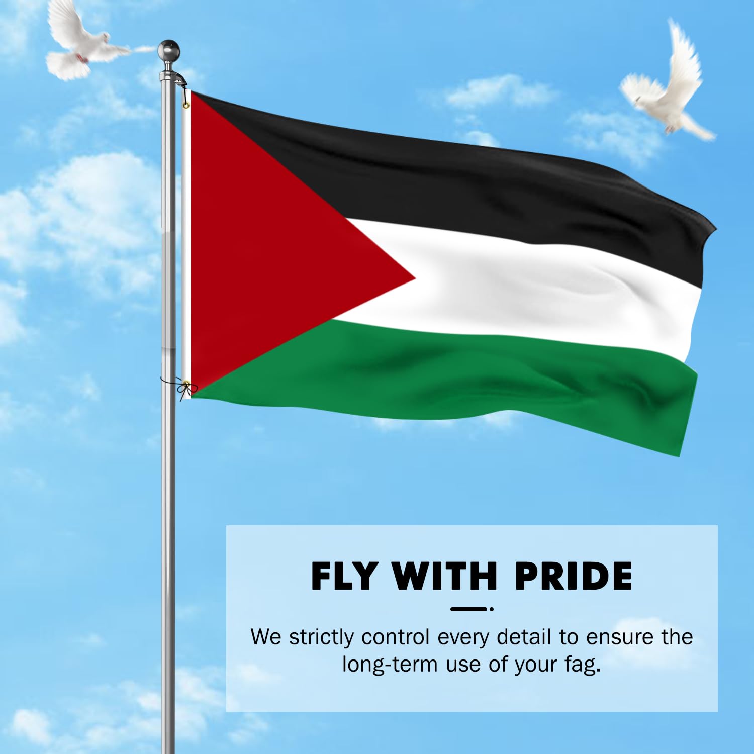 DRAPEAU PALESTINE 150×90CM Drapeau Palestinien Grand 3×5 Ft Drapeau De