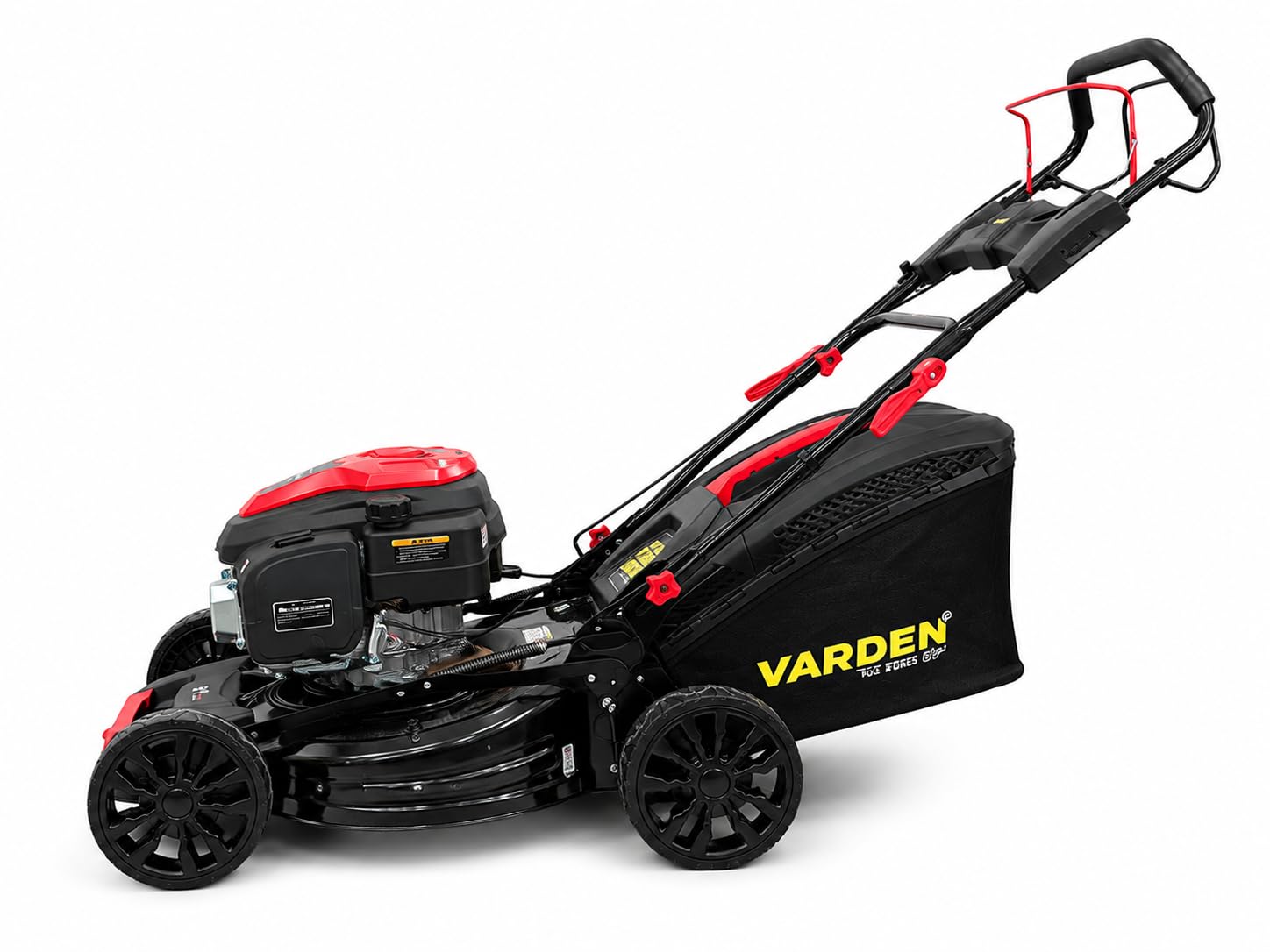 VARDEN Rasaerba a Scoppio Semovente 224 cc 53 cm con Avviamento Elettrico E-Start, 4 in 1, Cesto Raccolta, Scarico Laterale e Mulching, Motore 4 Tempi per Giardini fino a 2.500 m²