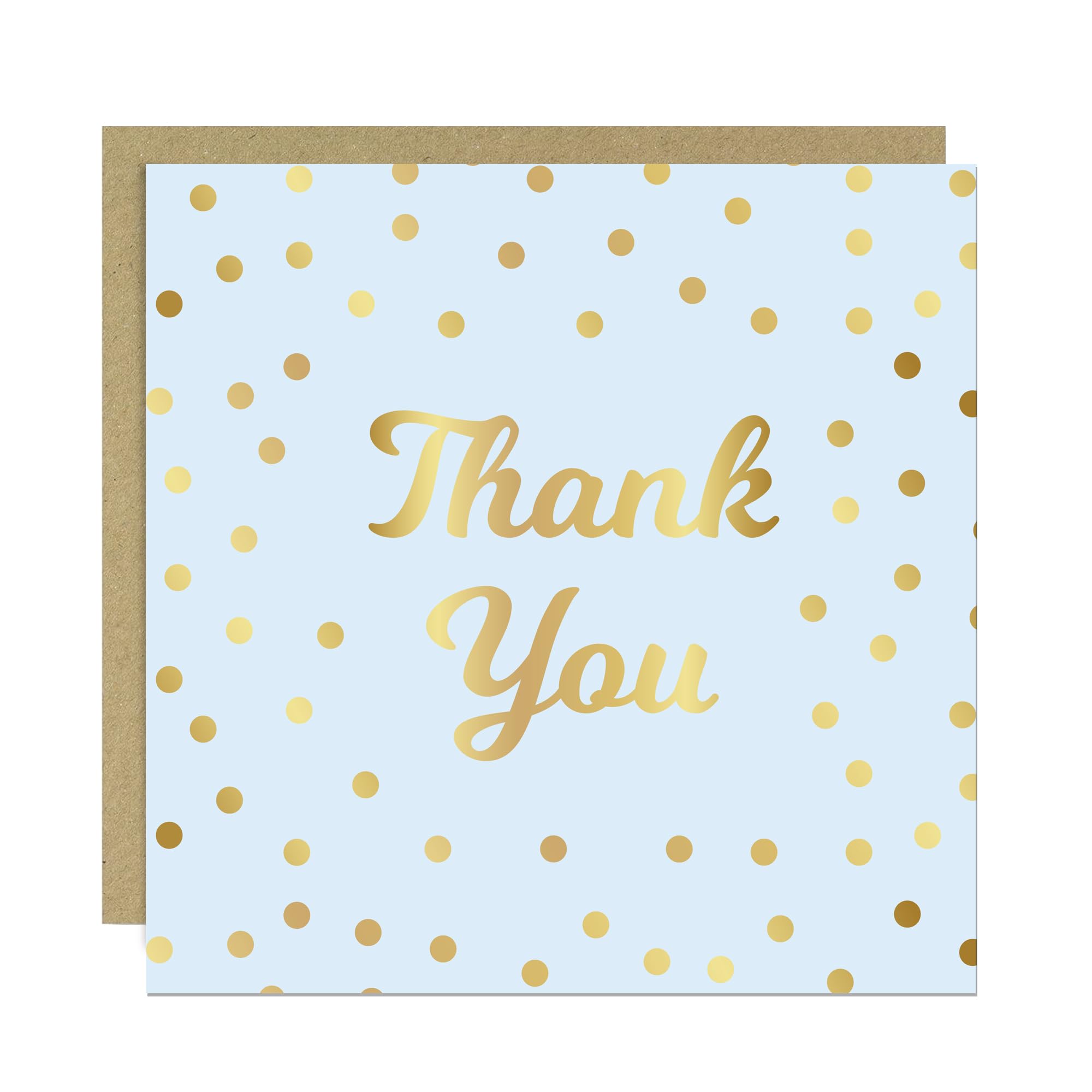 RED OCEAN Thank You Card with Envelope - Luxury Blue & Gold Polka Dot Greeting Card, 145x145mm, Thank You Card For Colleagues Teachers Volunteers, Wedding, Appreciation Cards (Light Blue & Gold)