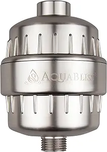 AquaBliss High Output Revitalizing Shower Filter - Reduces Dry Itchy Skin, Dandruff, Eczema, and Dramatically Improves The Condition of Your Skin, Hair and Nails - Brushed Nickel (SF100-BN)