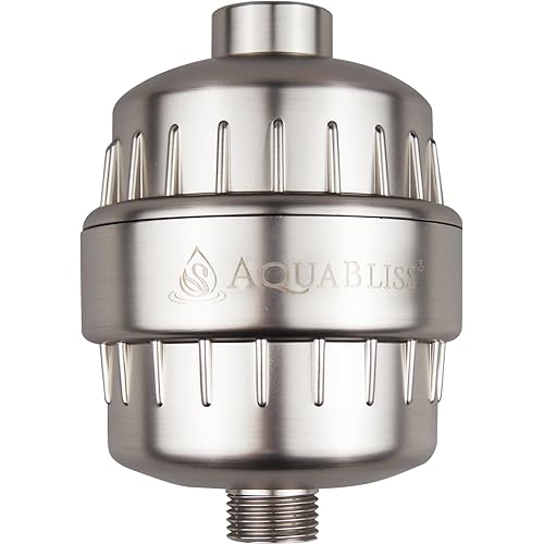 AquaBliss High Output Revitalizing Shower Filter - Reduces Dry Itchy Skin, Dandruff, Eczema, and Dramatically Improves The Condition of Your Skin, Hair and Nails - Brushed Nickel (SF100-BN)