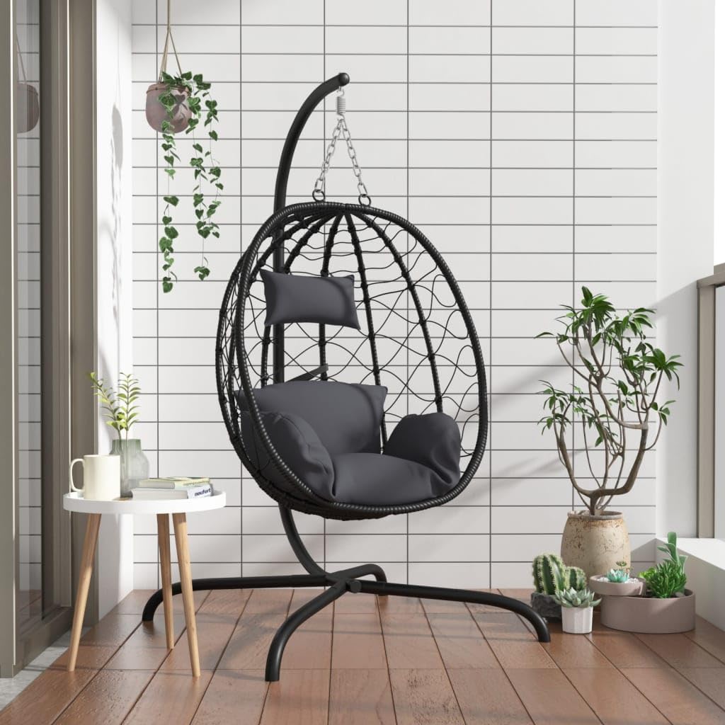 Poltrona sospesa Uovo Polyrattan Acciaio Antracite