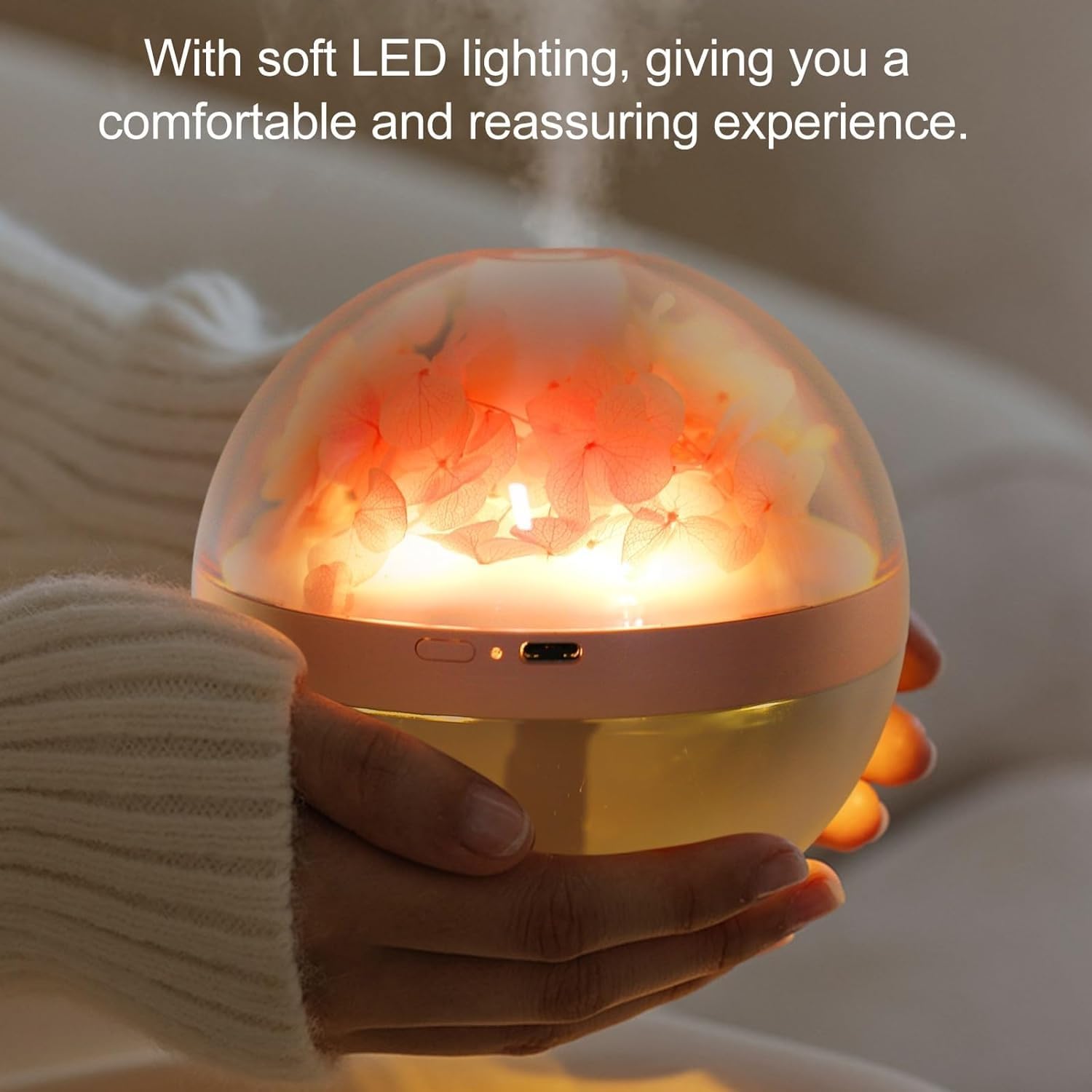per Uso Domestico Mini diffusore di Oli Essenziali a LED con umidificatore di aromi Fiore eterno Rosa Umidificatore Mini diffusore di Oli Essenziali a LED, 270 ml
