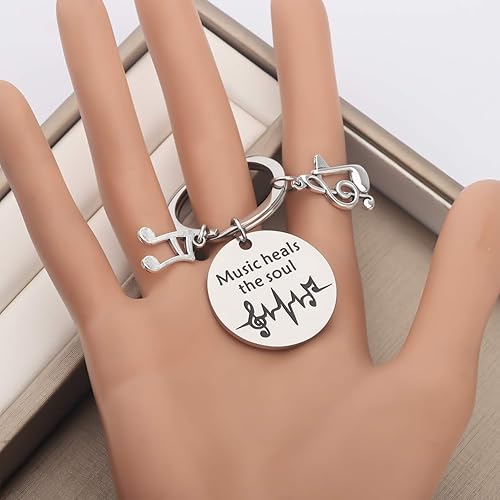 Miniatura 5 de CENWA Regalo para amantes de la música, joyería temática de músico, música cura el alma, llavero de regalo para profesores de música