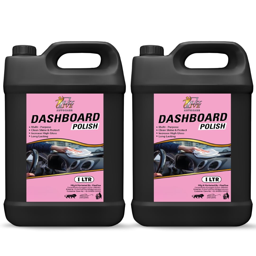 FLEXFIVE Car Dashboard Polish & Protectant Our Car Interior Polish Restores Original Finish, Infused UV Blockers Prevent Fading (2 Liter)