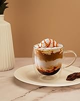 Vista 6 de LIBWYS Tazas de café de doble pared de 12 onzas, tazas de té de café con leche, capuchino expreso, con asa, 11.8 fl oz (2 x 8.5 fl oz)
