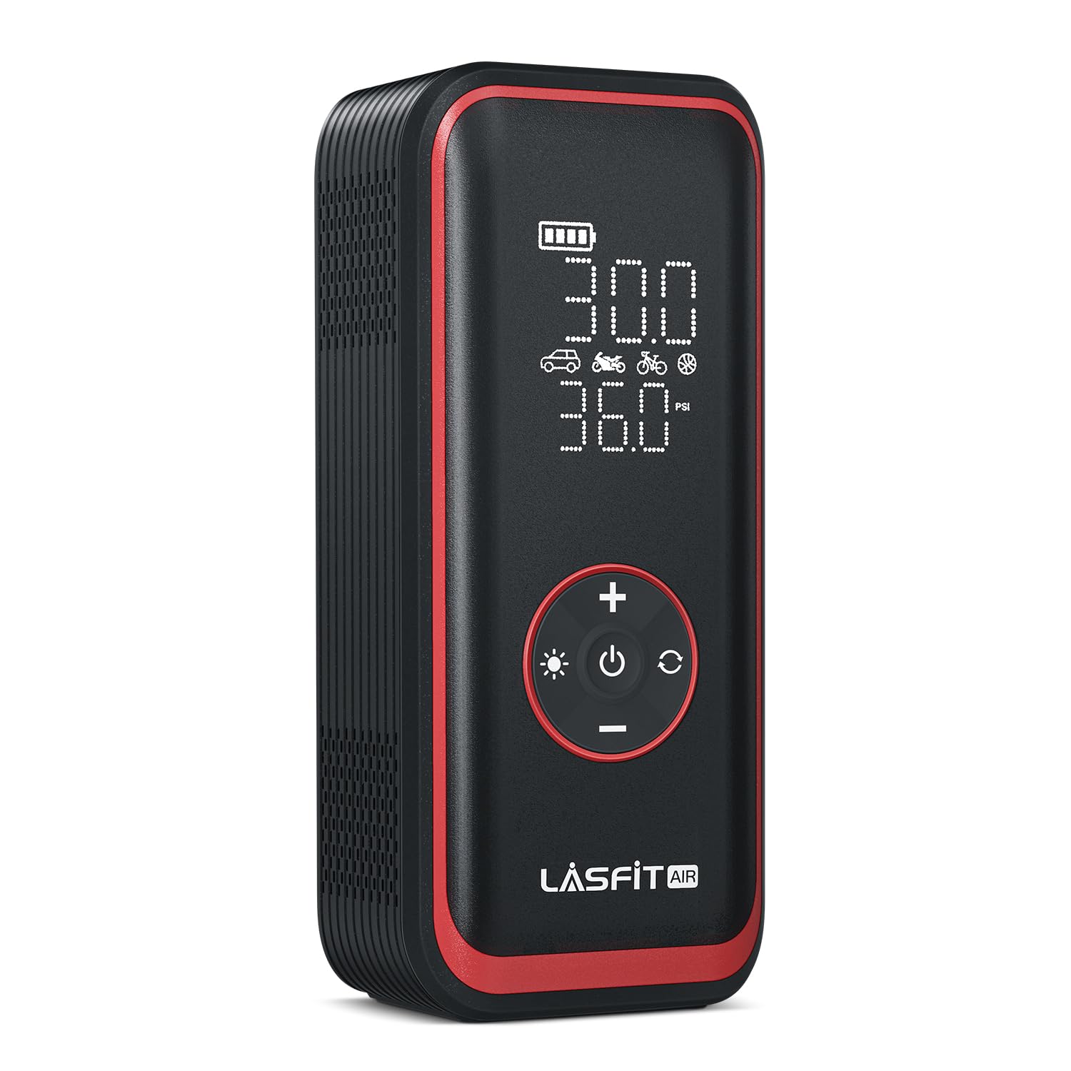 LASFIT TK1 Pro - Inflador de neumáticos portátil [5 veces más rápido] Inflador de neumáticos de 150 PSI, bomba de aire de 16000 mAH, funciona con pilas, para neumáticos de coche con medidor de presión