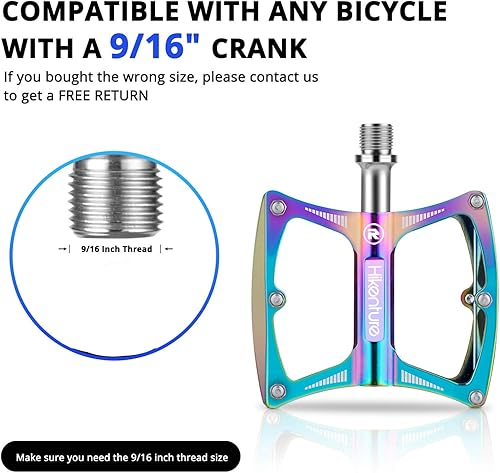 Miniatura 5 de Hikenture Adaptador de pedal de bicicleta 916 "a 12" Pedales de bicicleta Acero al molibdeno cromado (par)