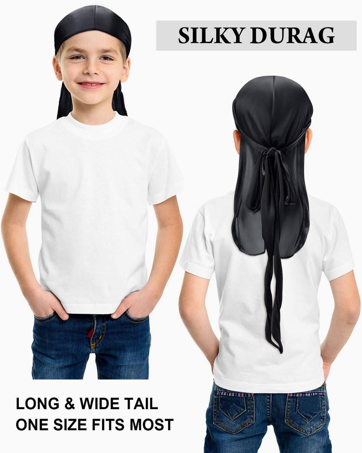 Lot De 6 Durags En Soie Pour Hommes Et Femmes - 6 Couleurs Avec Longue Queue Et Bretelles Larges