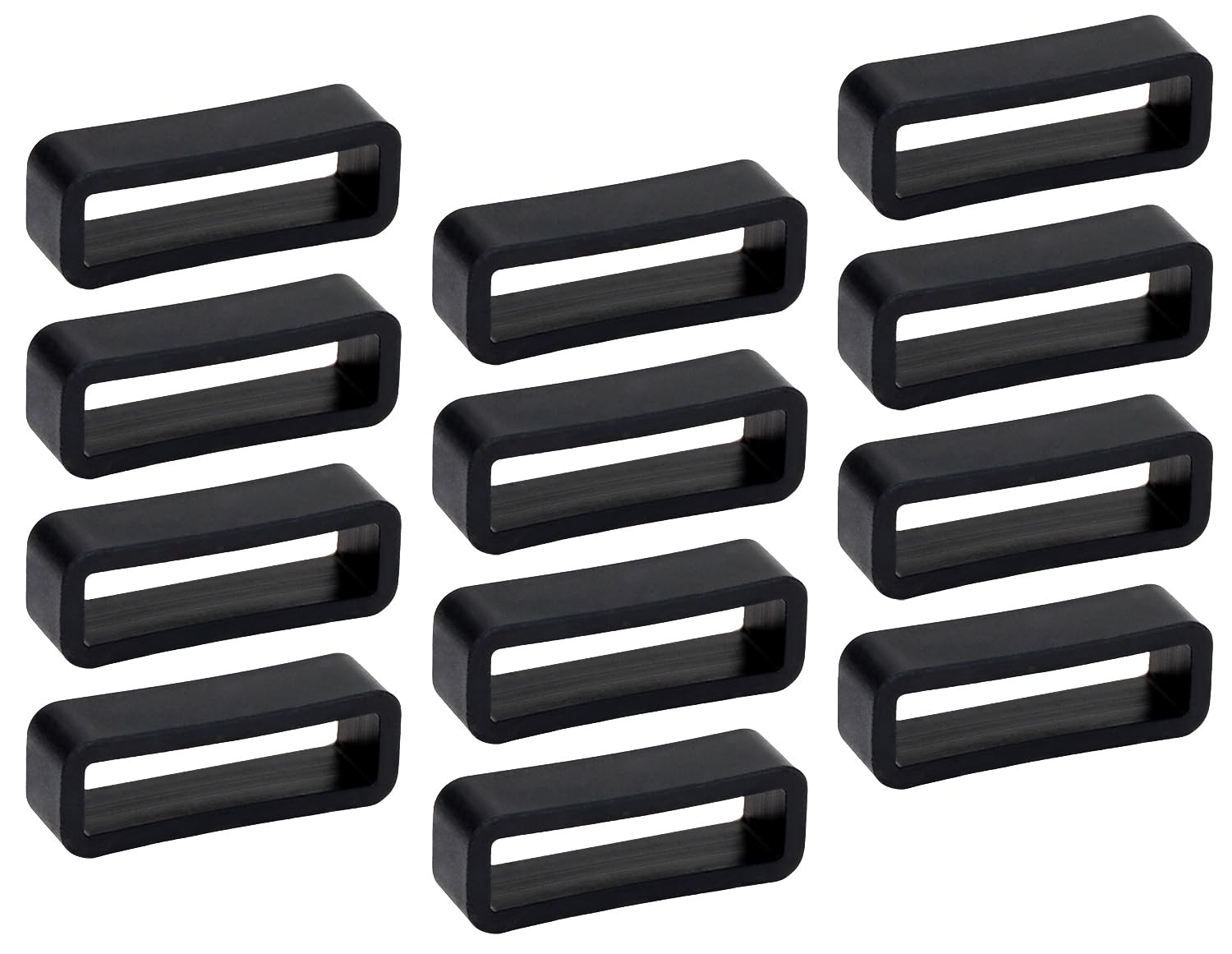 PPhtony 20mm Rubber Watch Band Loop Holder Silicone Watch Strap Keeper Fastener Rings Replacement Watch Strap Accessories, 12PCS (Black)