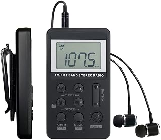 AM/FM Personal Portable Radio, Pocket Radio with Digital Tuning LCD Display, Rechargeable Walkman Radio with Sterio Earphone, Small Radio with Removable Belt Clip for Walking, Jogging