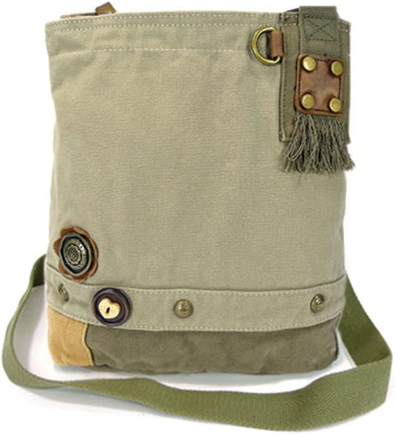 Siberian Husky Patch Cross-Body Women Handbag, Canvas Messenger Bag - 6 Colors Options (Sand Beige)