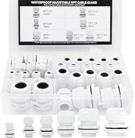 Vista 10 de MAKERELE Kit de prensaestopas NPT impermeable ajustable nailon 1/4" 3/8" 1/2" 3/4" cable de alivio de tensión de plástico conectores 38 piezas negro