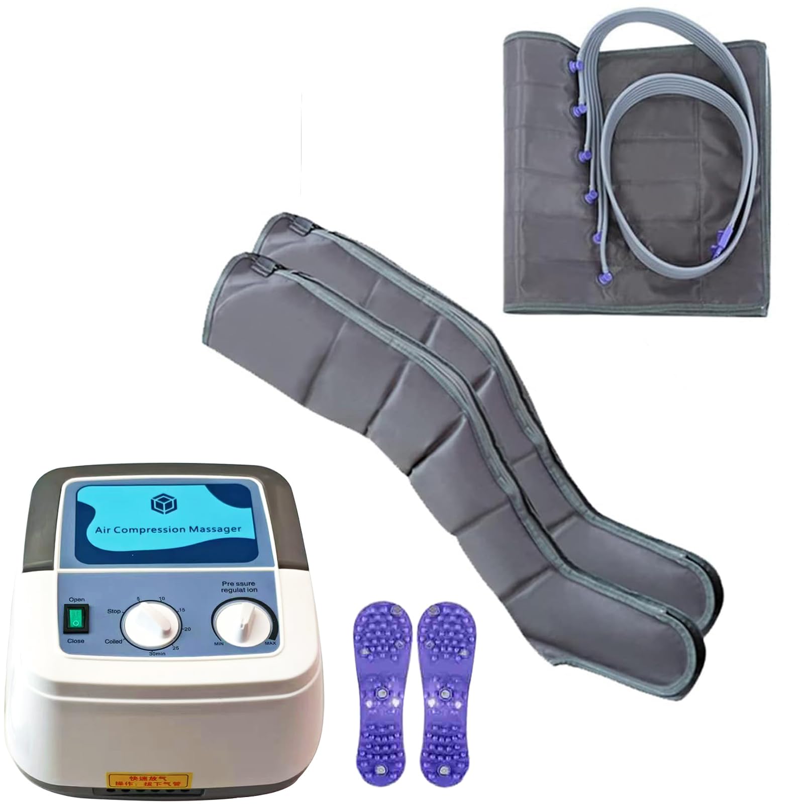 pneumatisch Beinmassagegerät mit Luftkompression, 6 Kammer Lymphdrainage Kneading Massage für Arm Taille Bein Entspannung - mit Timer & Einstellbarer Druck (6 Kammern