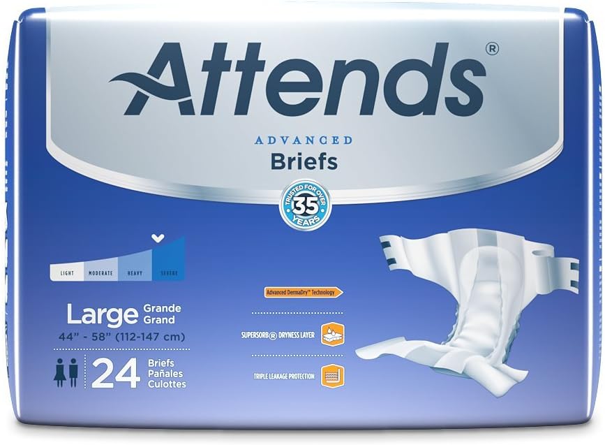 Buy Attends Advanced Briefs With Advanced Dry Lock Technology For Adult Incontinence Care Large Unisex 24 Count Pack Of 3 Online In Indonesia B0142us226