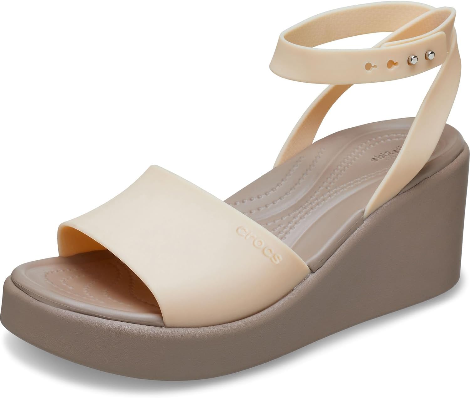 Crocs Women Brooklyn Ankle Strap Wedge, Platform Sandals, Shitake, 7 Women