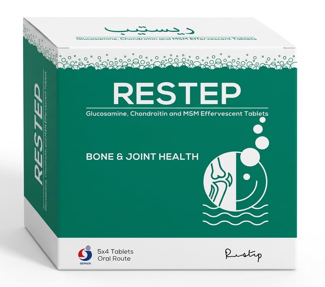 Restep Effervescent Tablets 20's - Glucosamine, Chondroitin & MSM Joint Support Drink with Magnesium & Boron, Once-Daily Fizzy Tablet for Joint Comfort, Mobility & Cartilage, Pleasant Flavour, 20 Tablets
