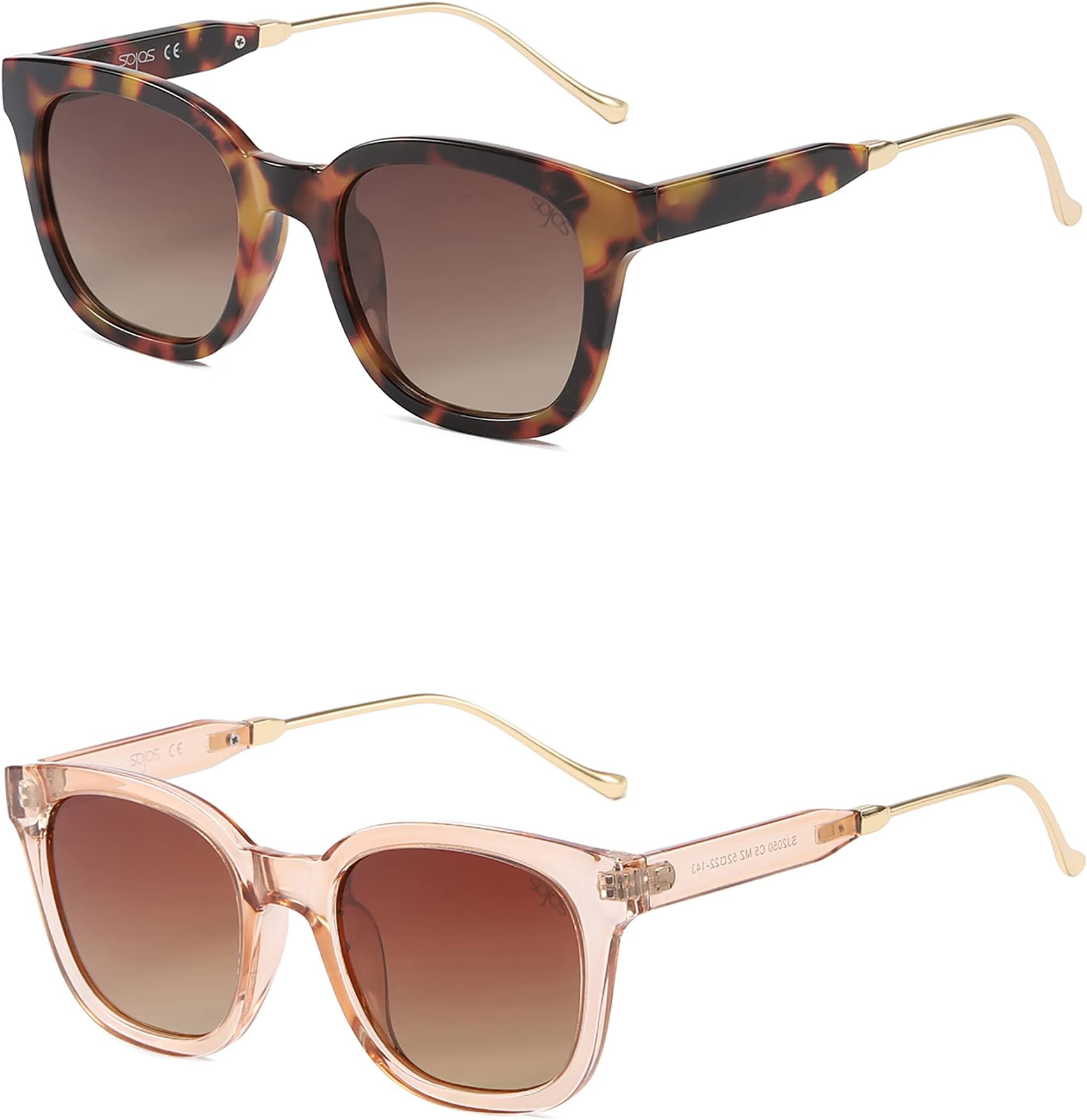 2 Pack Classic Square Polarized Sunglasses for Women Men UV400 Sun Glasses SJ2050