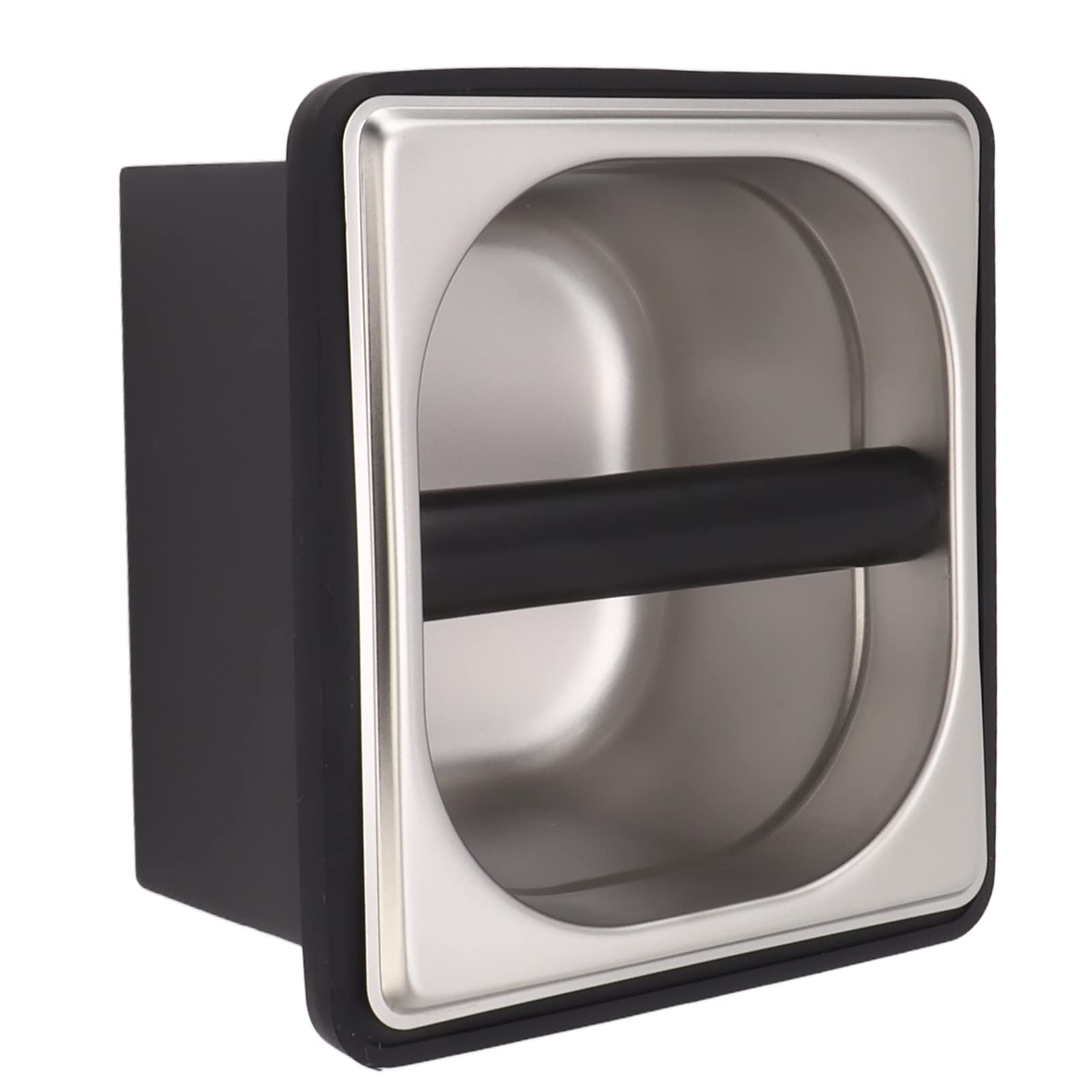 Caja para Posos Café, Café Knock Box, Contenedor de Golpear de Café Expreso de Acero Inoxidable con Barra de Golpe de Goma Extraíble y Base Antideslizante(Pequeño)