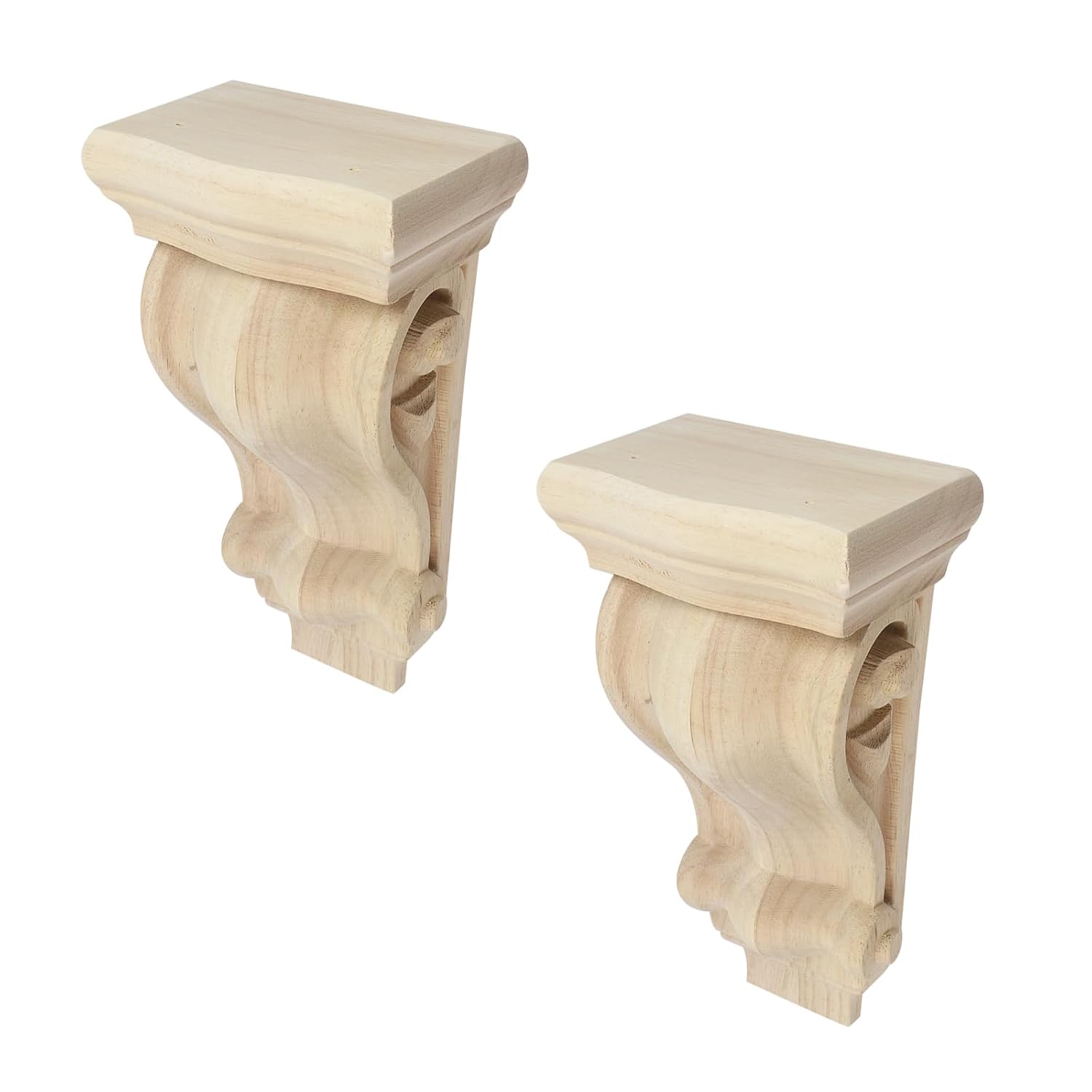 Woogim 2PCS Wood Traditional Pilaster Corbel Decorative Shelf Brackets Home Ceiling Corner Decor Corbel 1.97" T 1.97" W 4.13" H