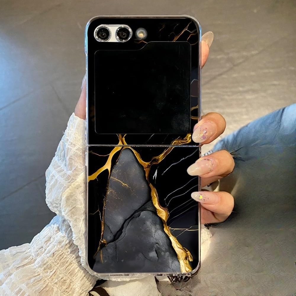 Coque Samsung Galaxy Z Flip5 rigide transparente à motif marbre - 7